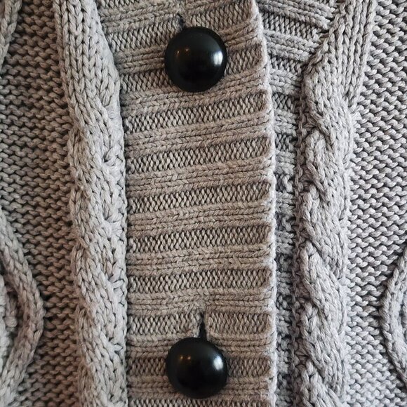 Venus Womens Cardigan Sweater Button Front Long Sleeve Cable Knit Gray Size S - Picture 4 of 9